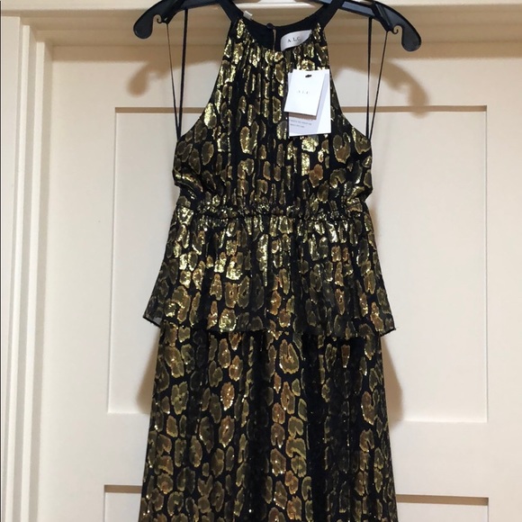 A.L.C Black and Golden Leopard Rosa midi dress - Picture 8 of 12
